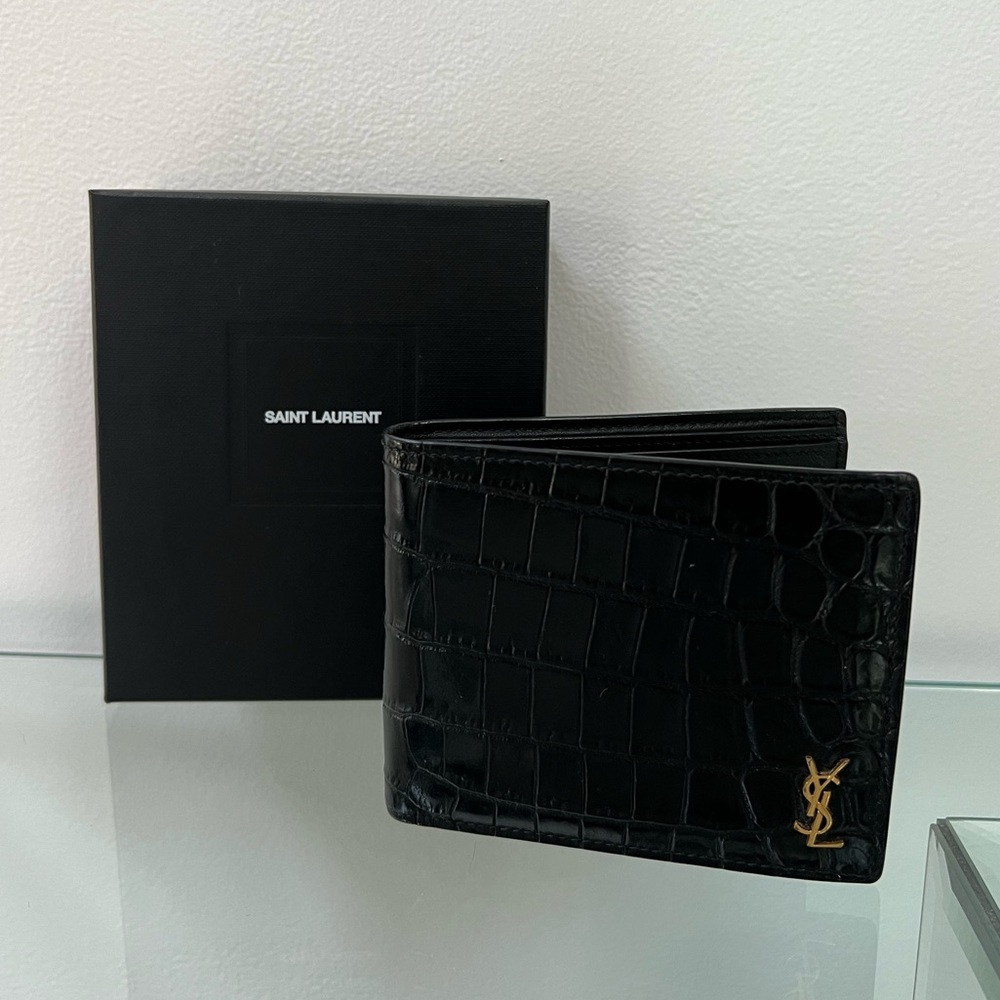 Saint Laurent Croc Embossed Wallet